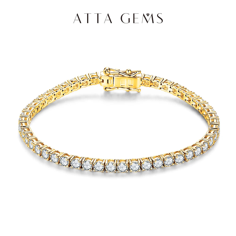 ATTAGEMS Moissanite Tennis Bracelet — Round Cut VVS1 Gemstone Jewelry