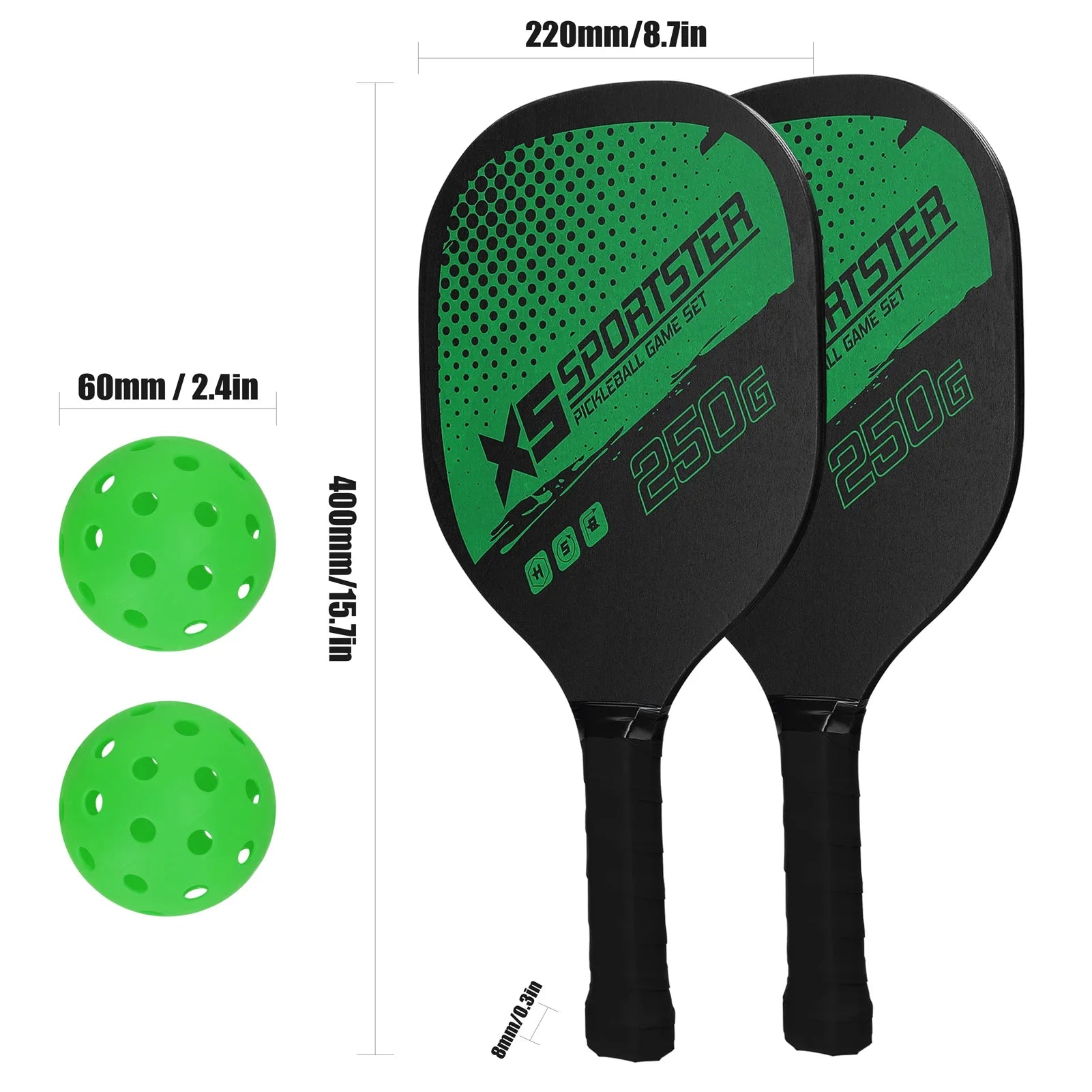 Pickleball Set — 2 Rackets & Balls