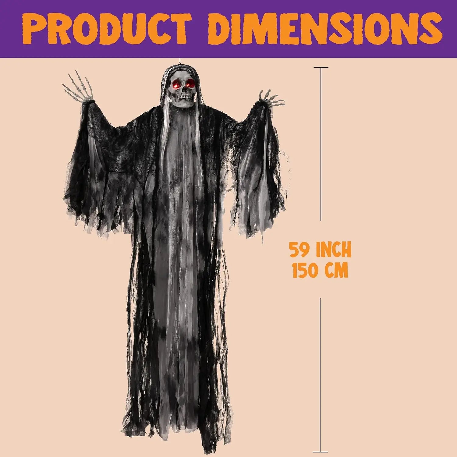 Joyfy Animated Hanging Grim Reaper — Voice Controlled Halloween Prop