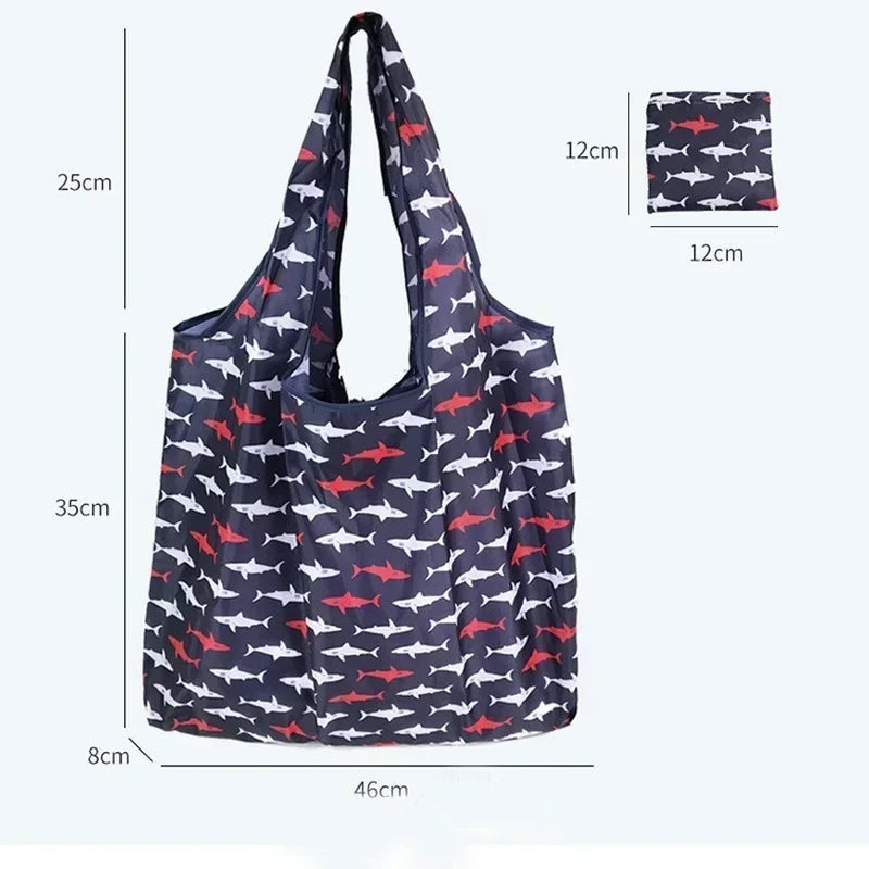 Foldable Reusable Shopping Bag — Large Capacity Animal Print Tote