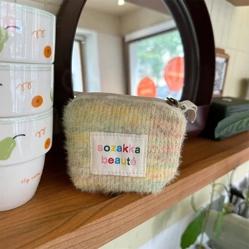 SOZAKKA Floral Canvas Coin Purse — Compact Zippered Change Pouch