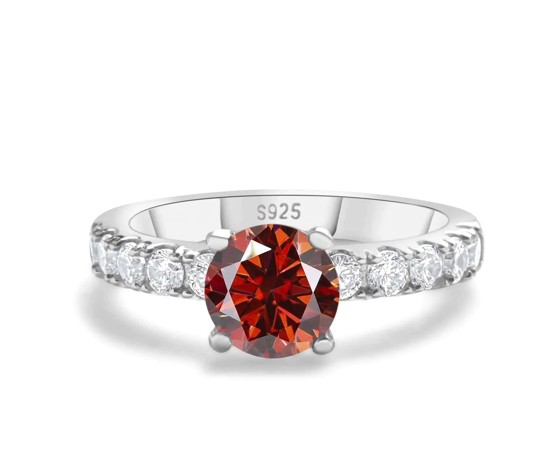 Moissanite Round Cut Cocktail Ring — 1 Carat D VVS1 Gemstone in S925 Silver