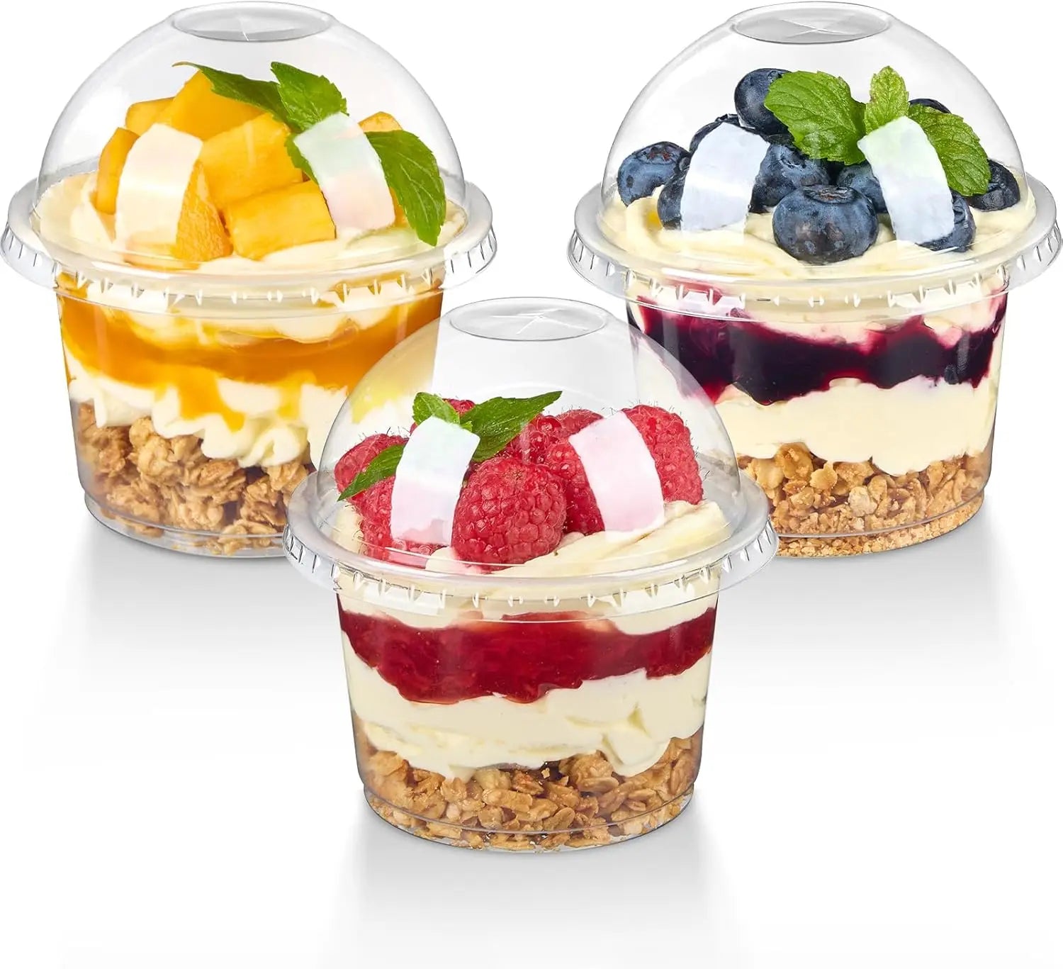 8oz Clear Plastic Dessert Cups with Dome Lids — Mini Parfait & Appetizer Containers