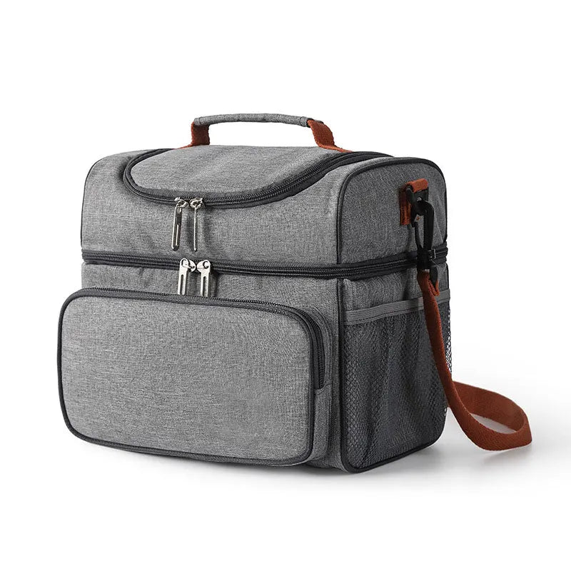 Double-Layer Insulated Lunch Bag — Large Leakproof Cooler with Shoulder Strap
