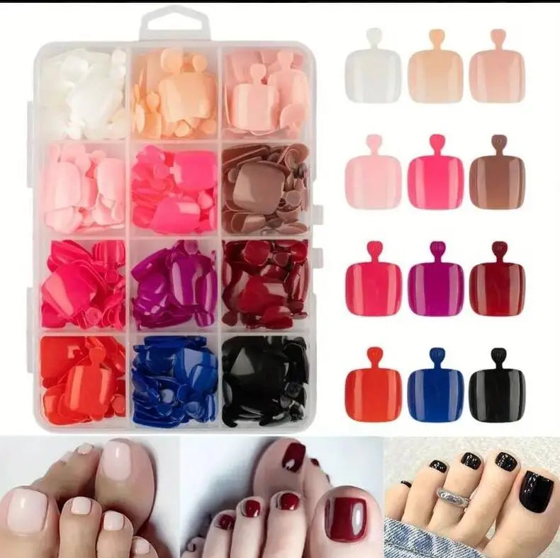 MAFANAILS Solid Color Press On Toenails — Short Square Full Cover Tips