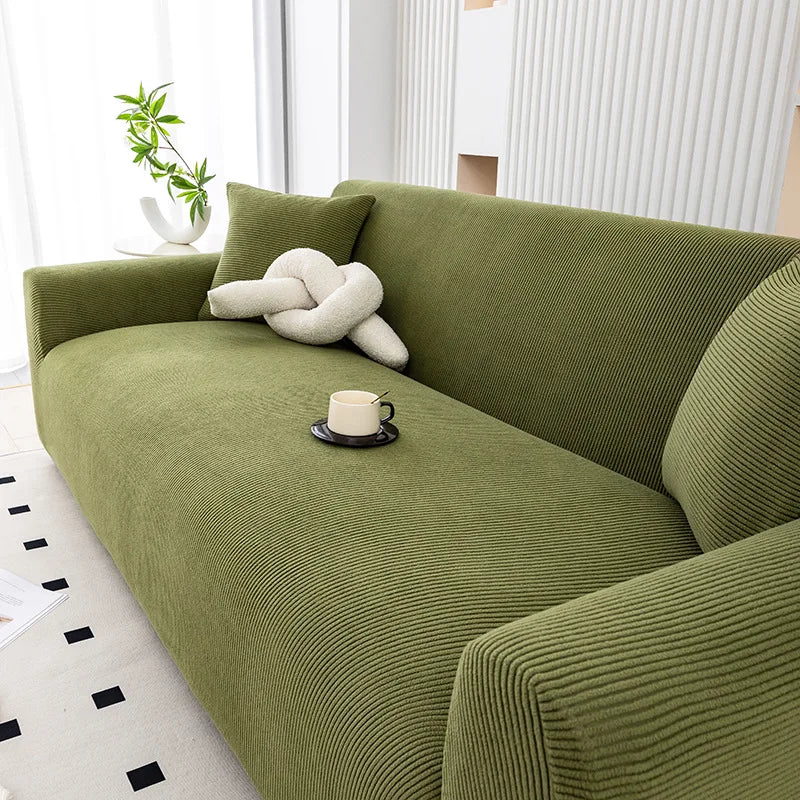 Soft Corduroy Sofa Cover — Non-Slip Elastic Full Wrap Slipcover