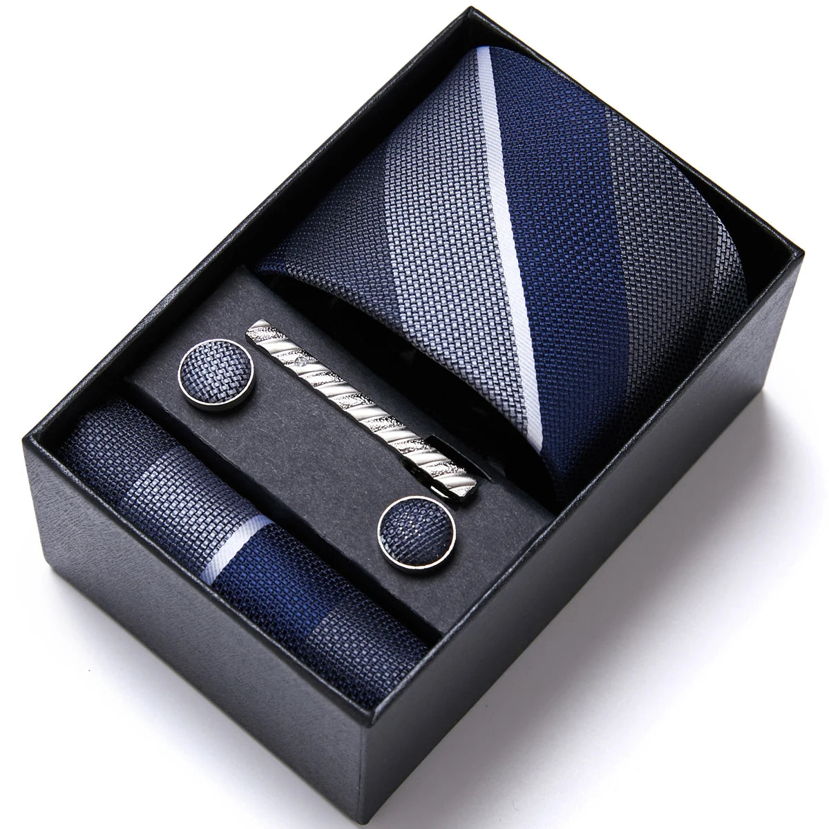 VanGise Men's Necktie Set — Business Tie, Cufflinks, and Pocket Square Kit