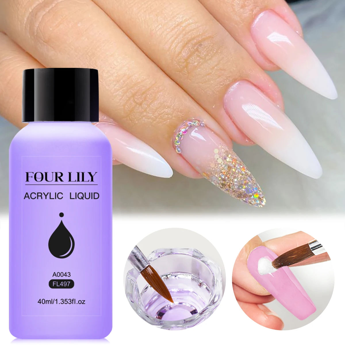 Four Lily Acrylic Liquid Monomer — Professional Nail Extension & Carving Tool