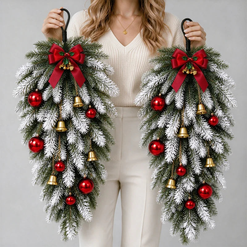 Artificial Pine Cone Wreath — Decorative Rattan Wall Hanging for Holiday Decor