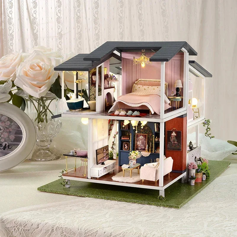 DIY Miniature Wooden House Kit — Immersive Adult Craft Project