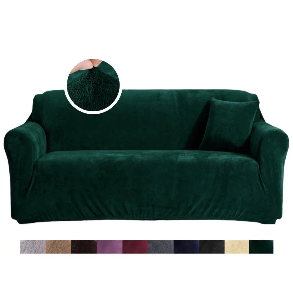 Velvet Stretch Sofa Cover — Plush Elastic Slipcover for Living Room
