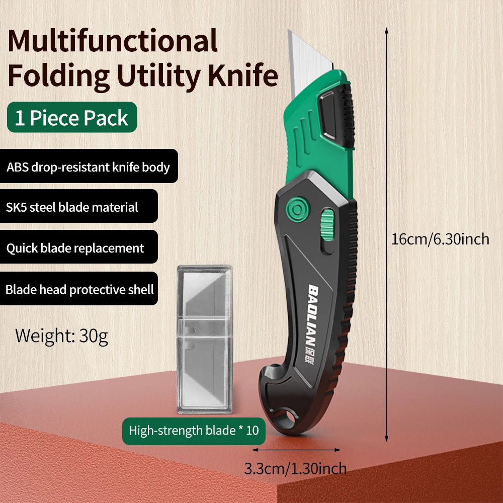 Multifunction Foldable Craft Knife — Heavy Duty Cutter for Carpet and Leather