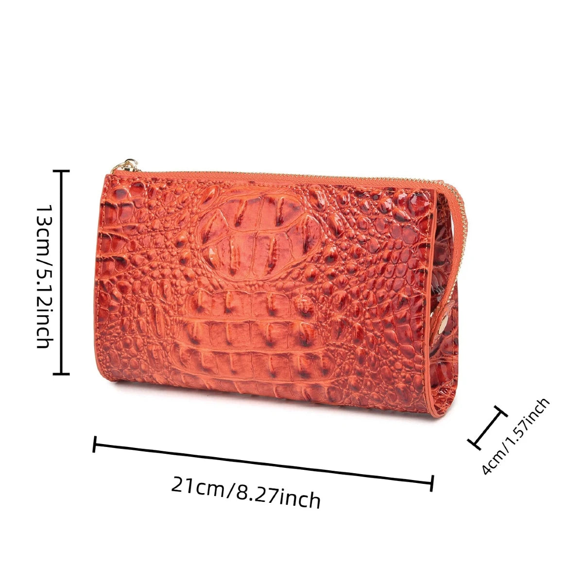 Crocodile Embossed Crossbody Wristlet — Versatile Clutch Bag with Adjustable Strap