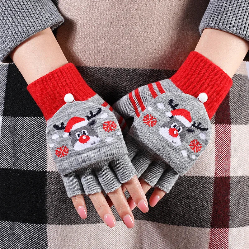 Knitted Fingerless Winter Gloves — Warm Half-Finger Cover for Writing