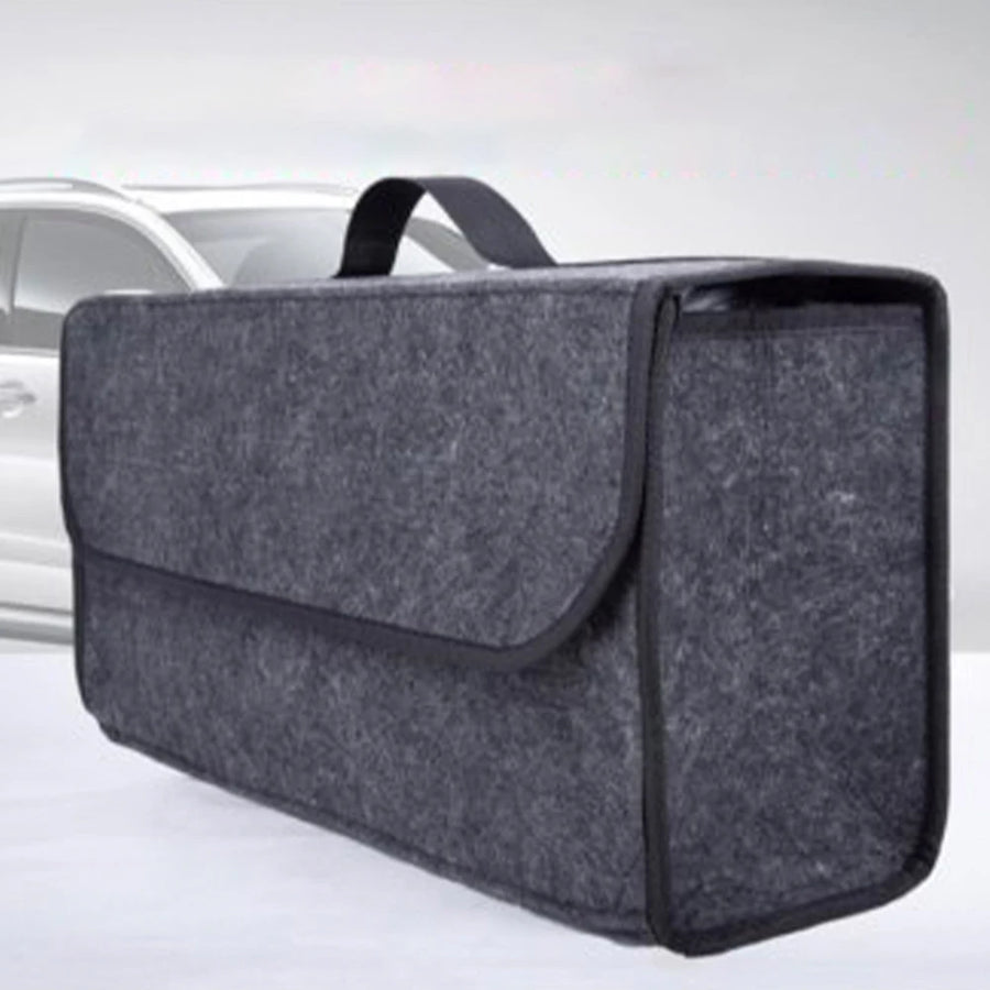 kkjoy Car Trunk Organizer — Large Anti-Slip Felt Storage Bag, Grey