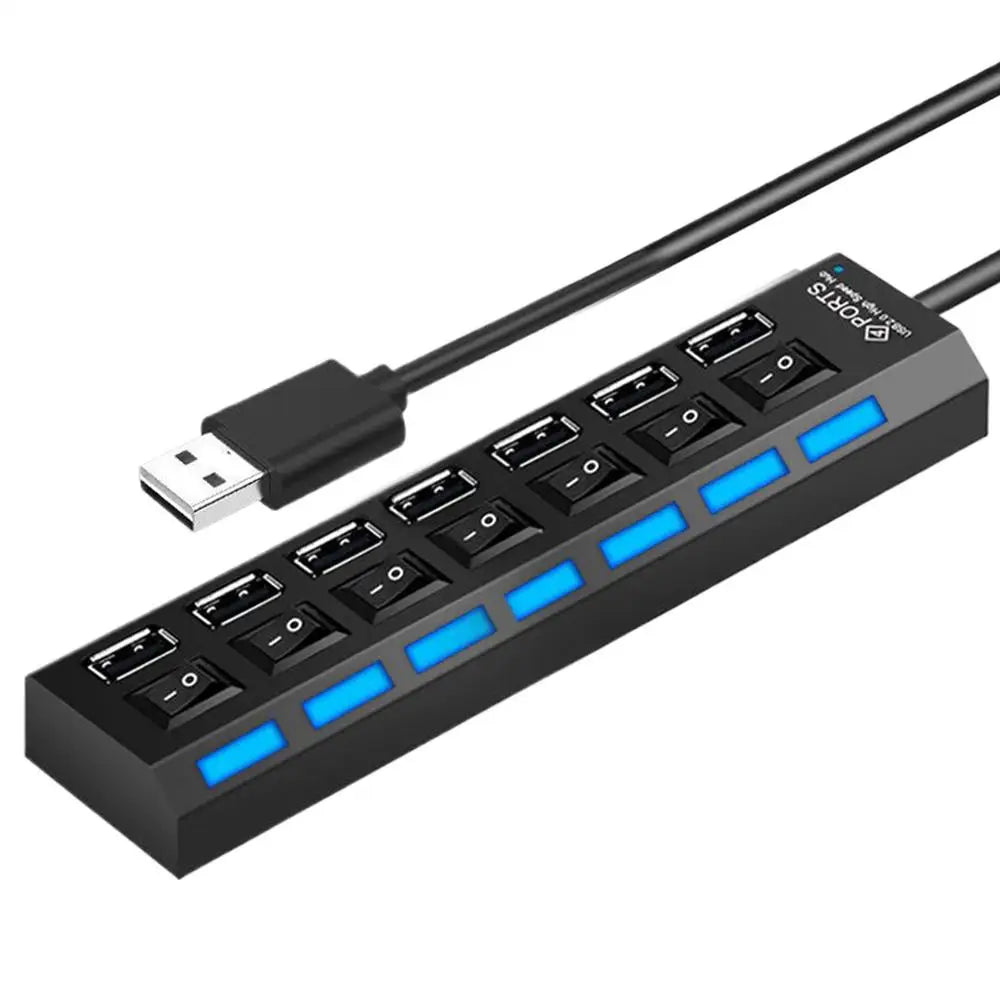 Multi-Port USB C Hub — Compact Data Splitter with Independent Switches