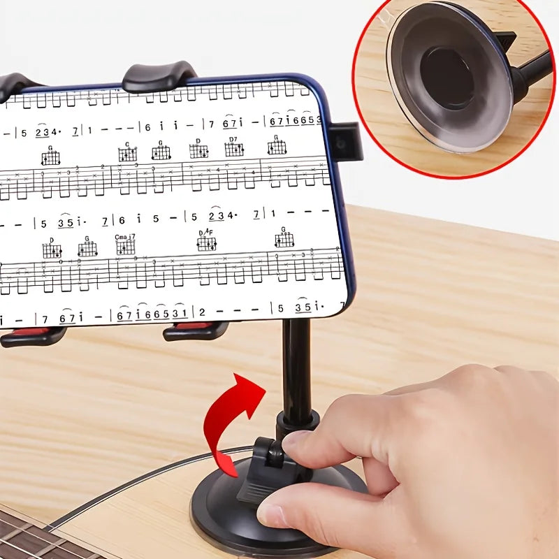 Flexible Music Sheet Phone Stand — Suction Cup Mount for Guitar and Piano