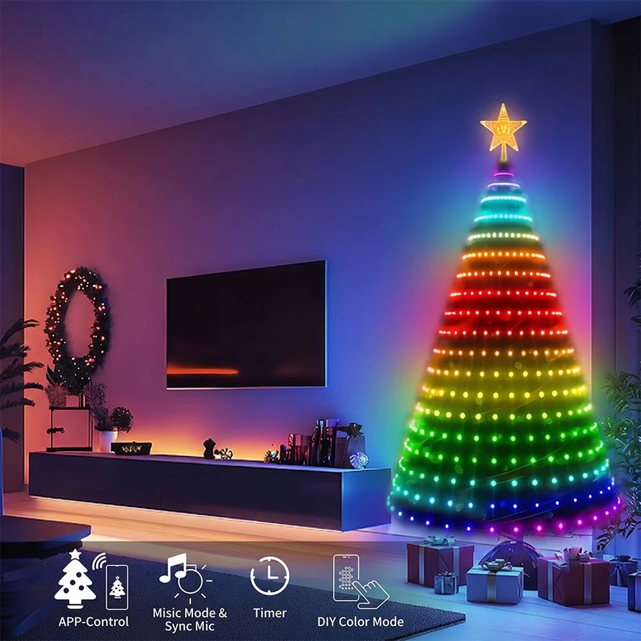 MIMIRGB Smart RGB Christmas Tree Lights — 400 LED App-Controlled Fairy Lights