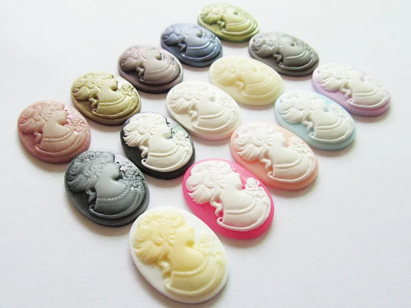Oval Resin Cameo Charms — 20 Piece Flatback Jewelry Finding Set
