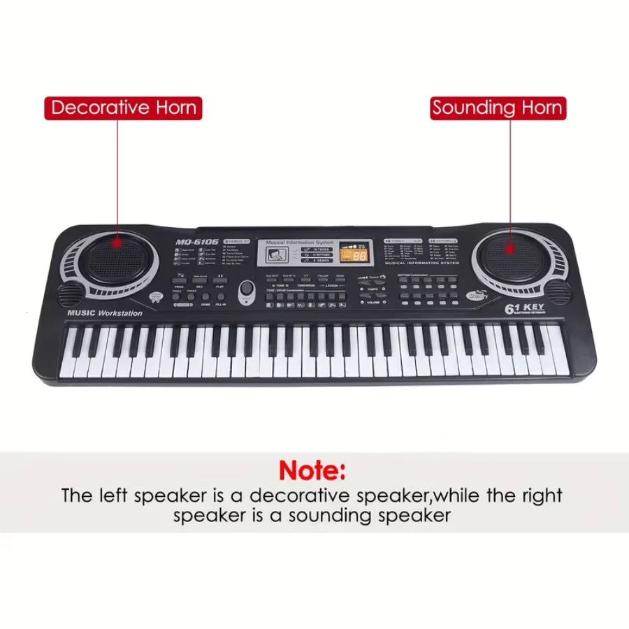 61-Key Kids Electronic Keyboard — Musical Learning Toy with Microphone