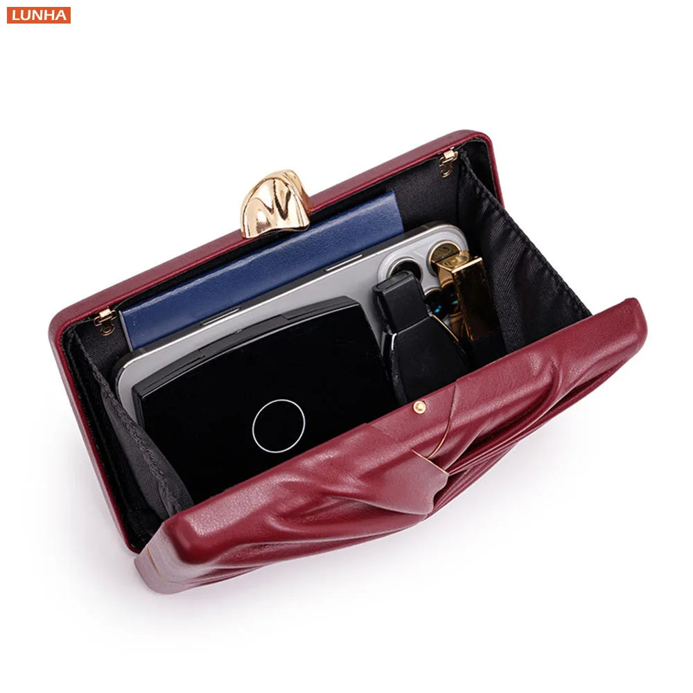LUNHA Women's Evening Clutch Bag — Elegant Knot Design with Chain Strap