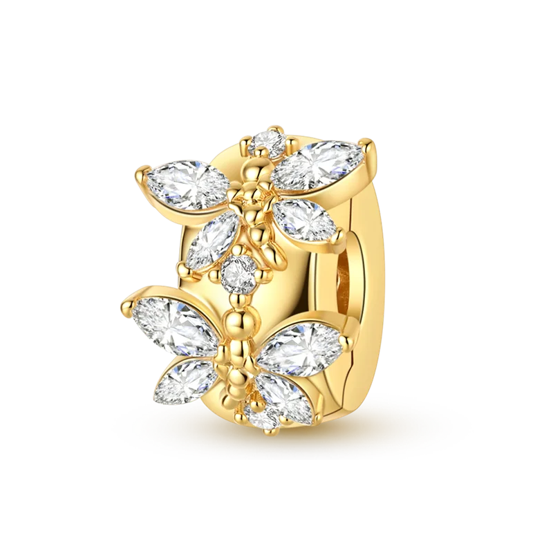 Charmhub Sparkling Zircon Elephant Charm — Gold Plated 925 Sterling Silver Bead