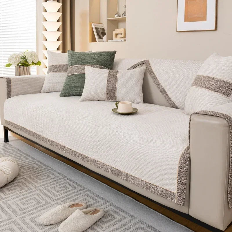 Luxury Chenille Sofa Pad — Non-Slip Protective Couch Cover