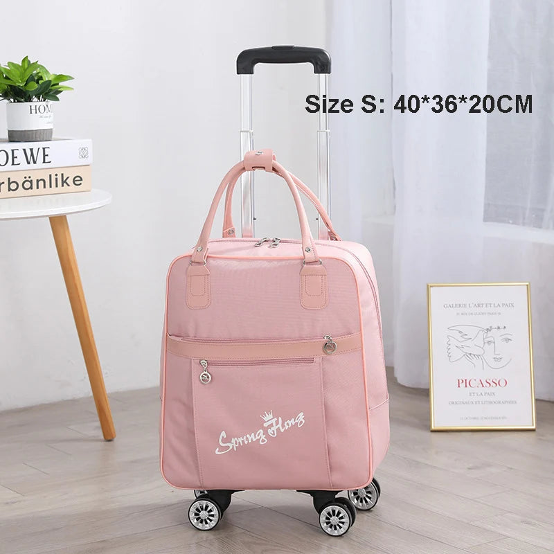 Rolling Travel Luggage Bag — Waterproof Oxford Cloth Suitcase with Wheels