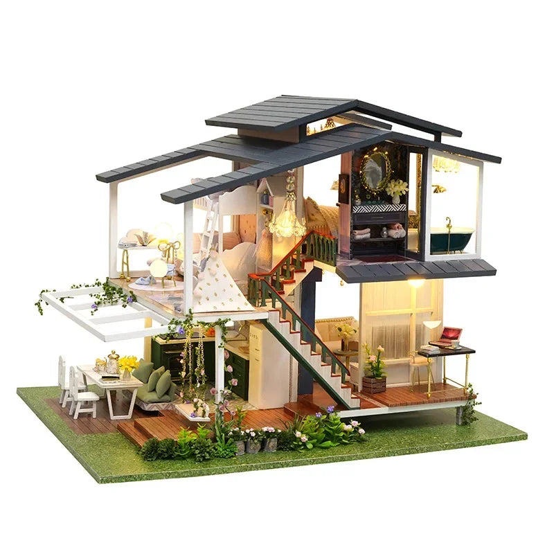 DIY Miniature Wooden House Kit — Immersive Adult Craft Project
