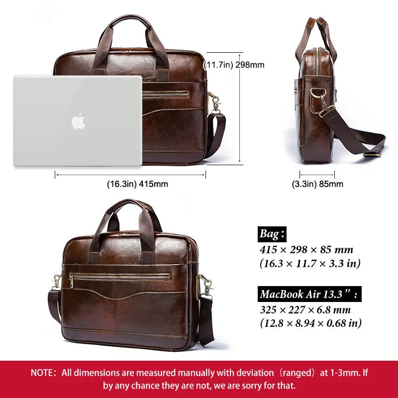 HUMERPAUL Genuine Leather Men's Briefcase — Professional Business Messenger Bag