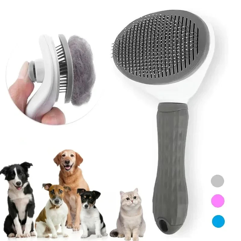 Self-Cleaning Pet Grooming Brush — De-matting Comb for Dogs and Cats