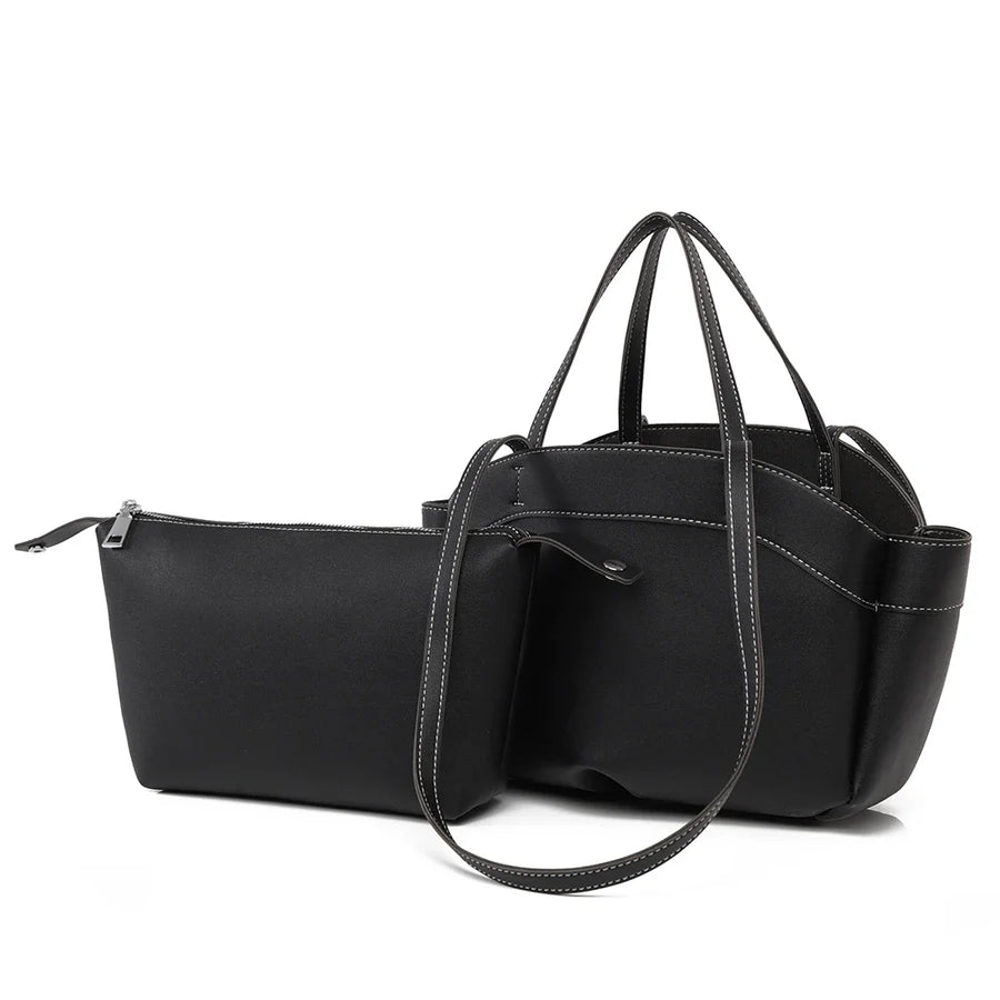 Structured Boat-Shaped Tote Bag — Elegant Handbag with Dual Carry Styles