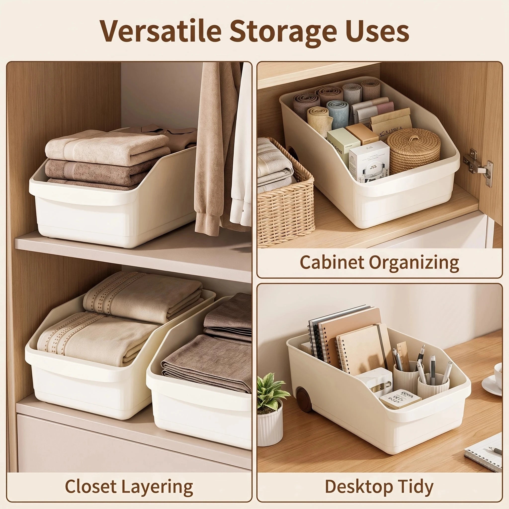 DOCOXO Closet Storage Bins — Rolling Organizer Baskets for Wardrobes
