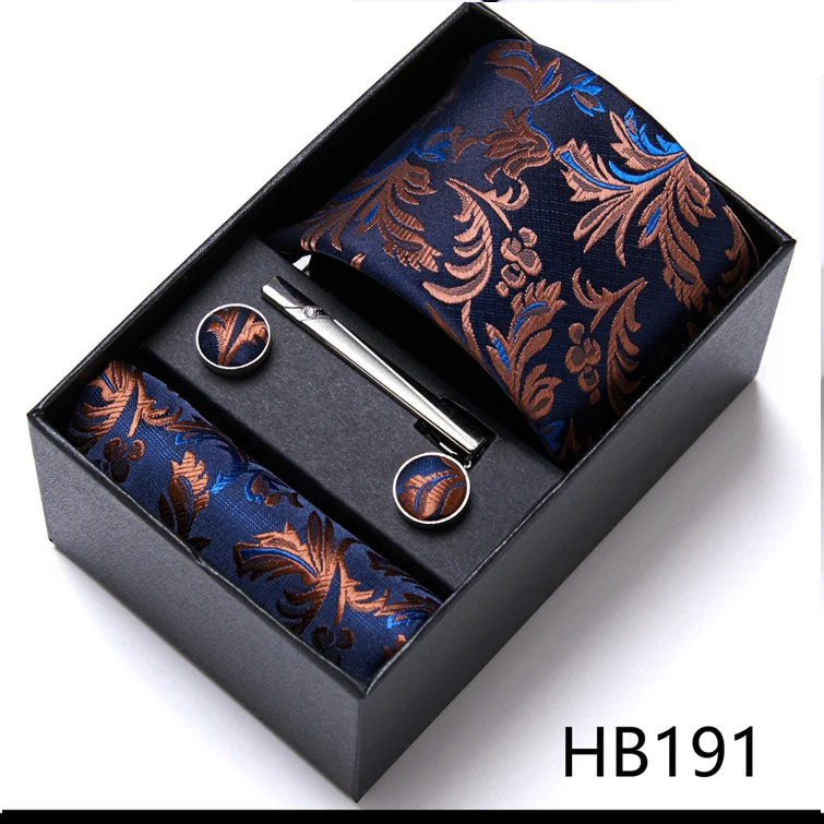 VanGise Men's Necktie Set — Business Tie, Cufflinks, and Pocket Square Kit