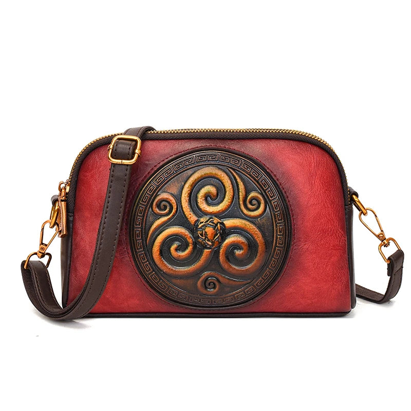 SZHIY Retro Floral Shoulder Bag — 3D Embossed Crossbody Purse