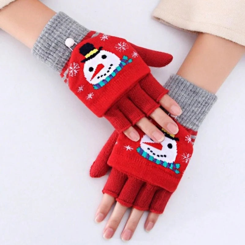 Knitted Fingerless Winter Gloves — Warm Half-Finger Cover for Writing