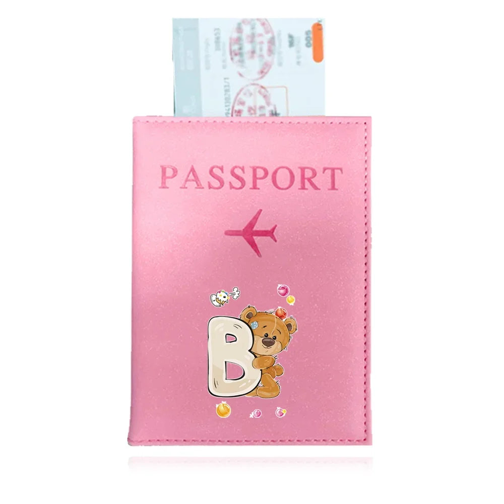 Bear Pattern Passport Cover — Protective PU Leather Travel Holder