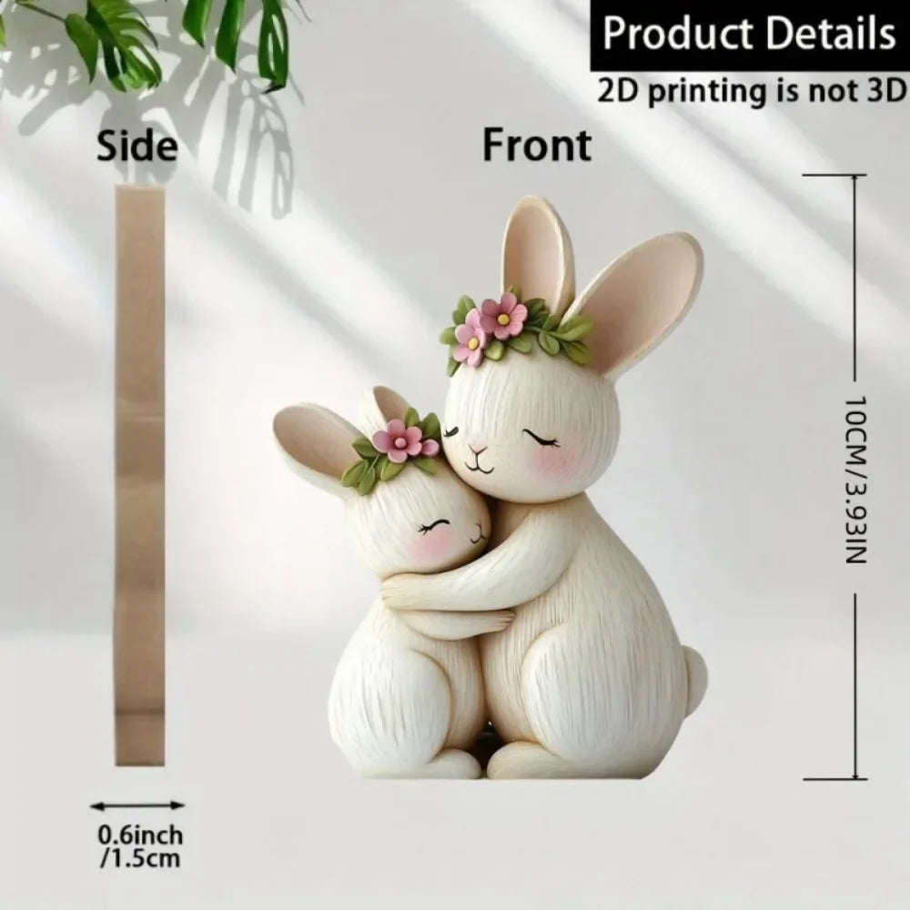 Wooden Animal Couple Sculpture — Cute Desktop Decor & Gift Set