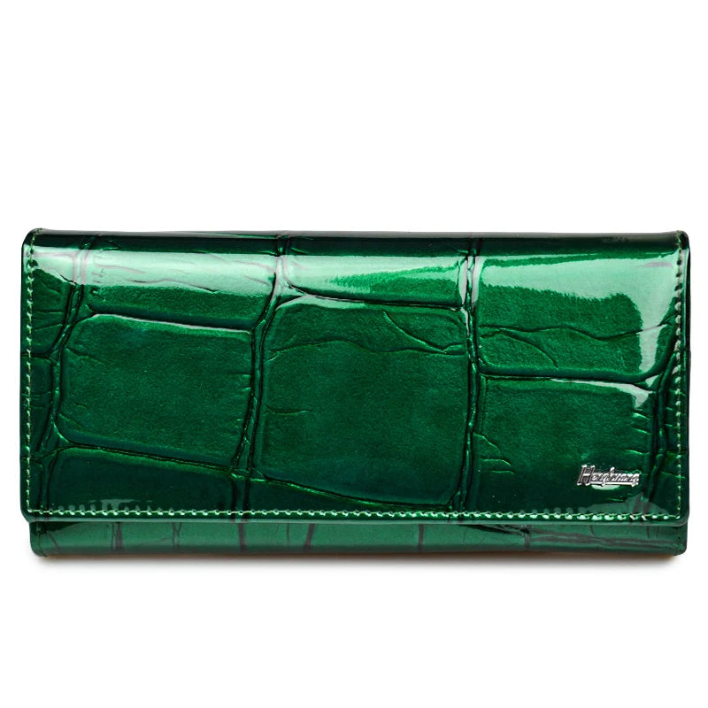 Wishehappy Genuine Leather Stone Pattern Wallet — Luxury Long Organizer