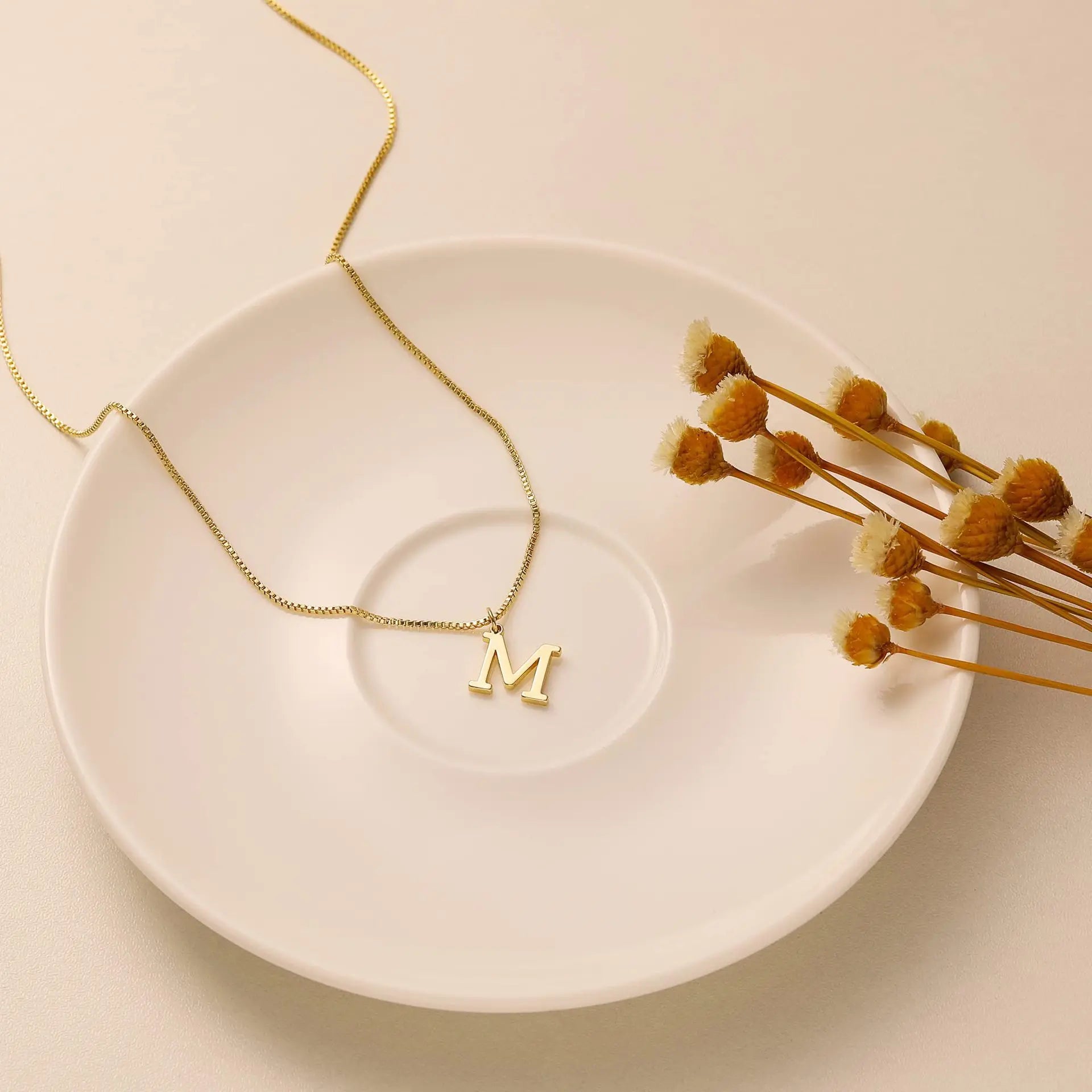 MECYLIFE Initial Letter Necklace — 18K Gold Plated Stainless Steel Jewelry