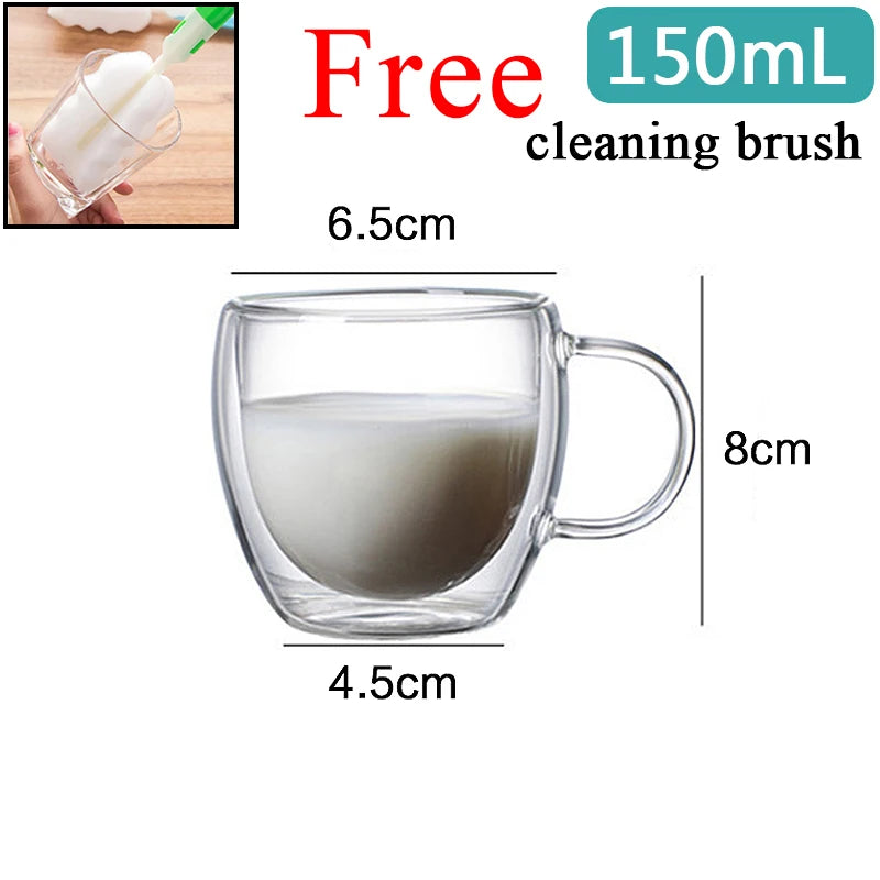 Double Wall Glass Cup Set — Heat Resistant Handmade Drinkware