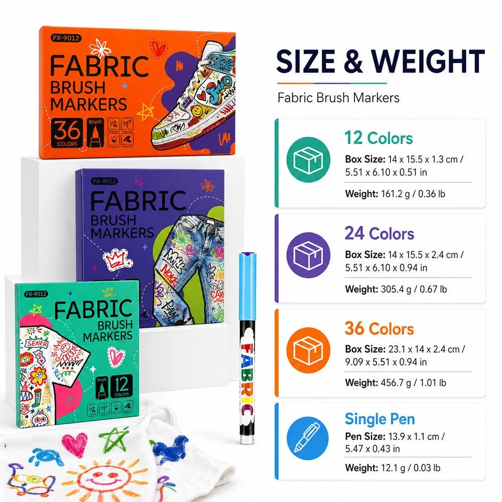 Permanent Fabric Marker Pens — Vibrant Liquid Ink Textile Art Set