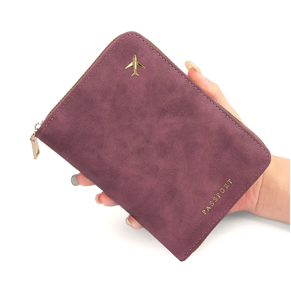 RFID Blocking Passport Wallet — Slim Travel Organizer with Zipper