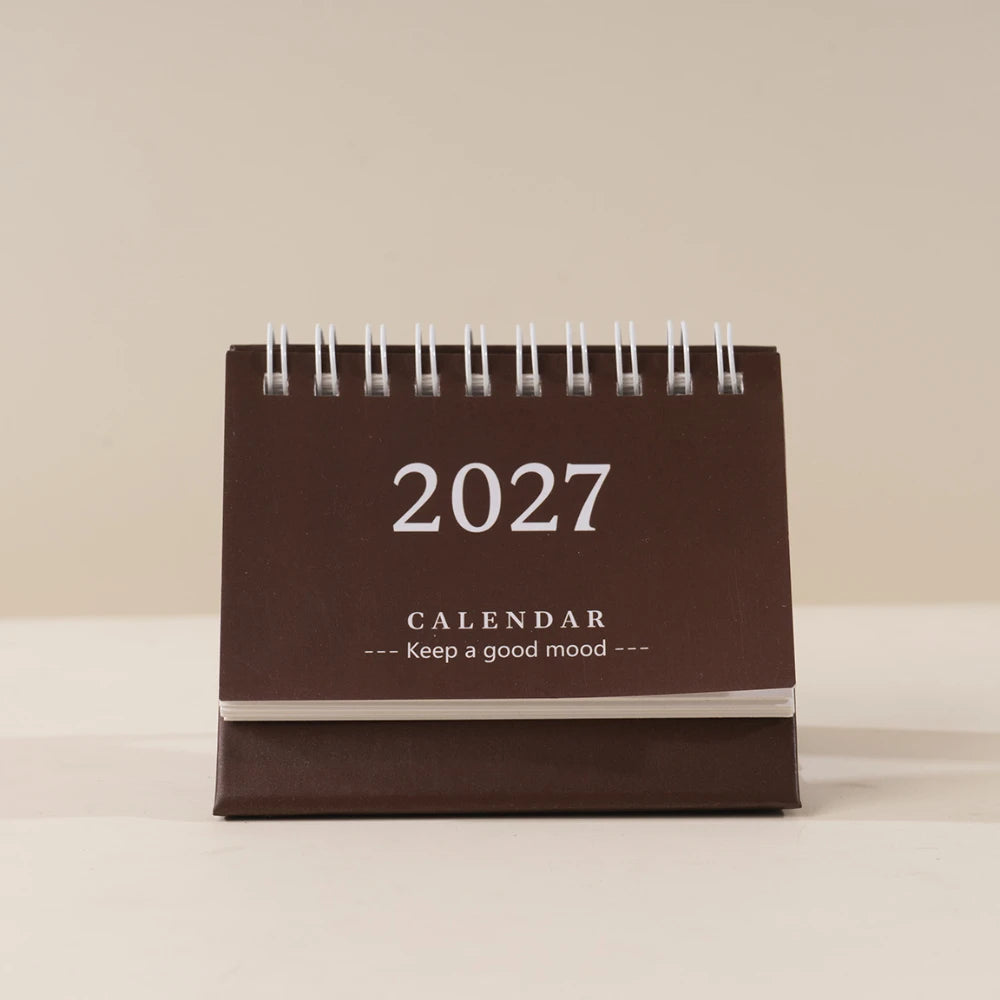 Mini Desktop Calendar — 18-Month Planner and Notepad, Compact Standing Design