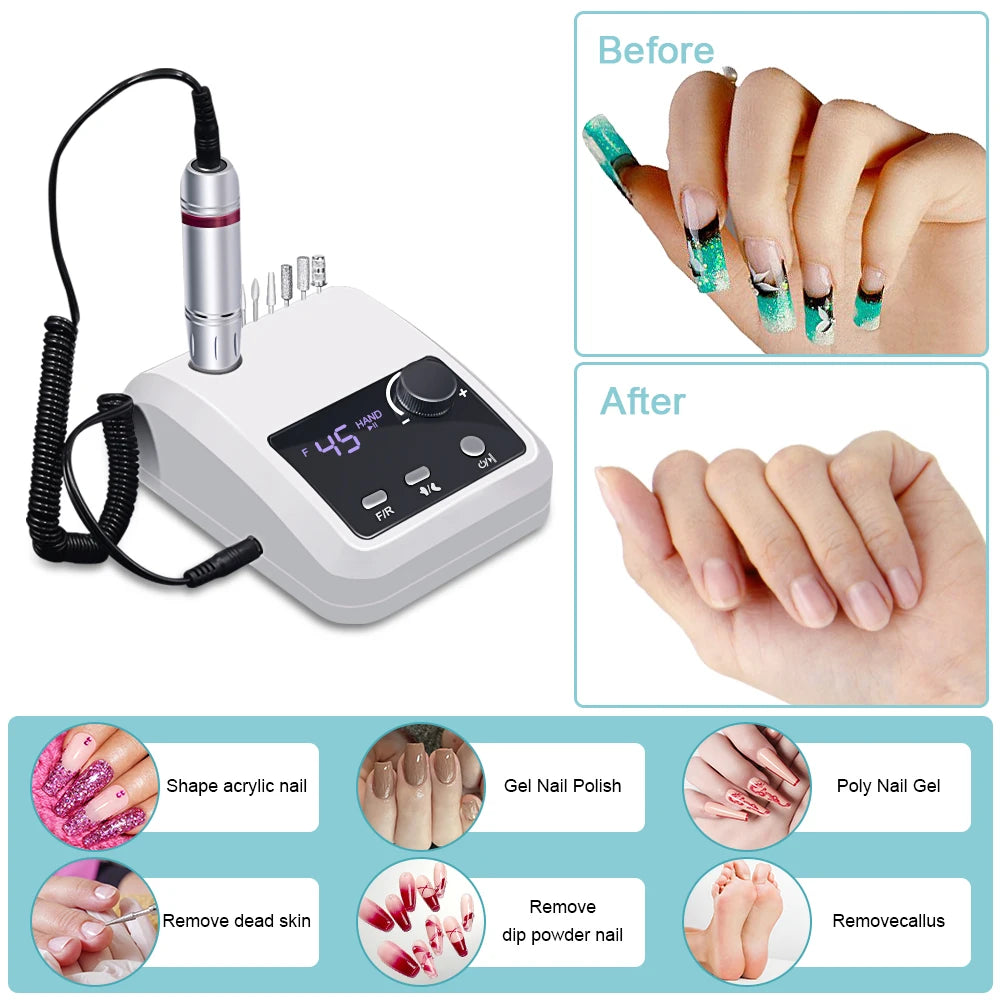 DING YOU YOU Professional Electric Nail Drill — 45000 RPM High Speed Manicure Machine