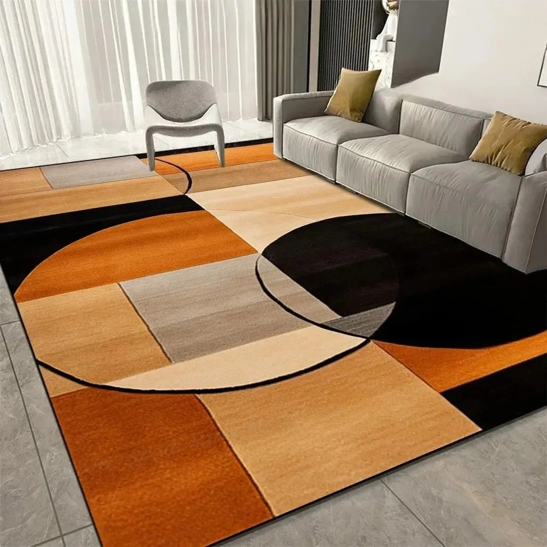 Modern Abstract Geometric Area Rug — Non-Slip Soft Flannel Carpet
