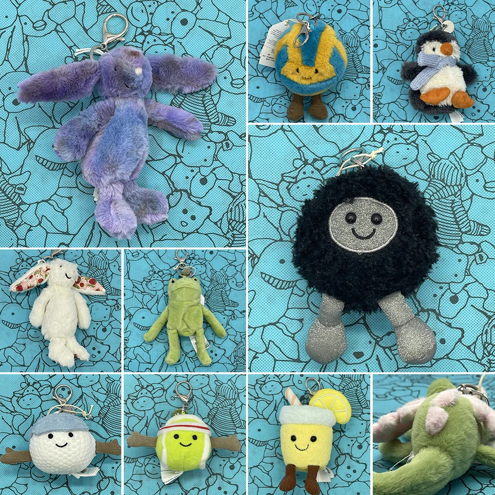 Assorted Plush Keychain Charm — Cute Animal & Food Backpack Pendant