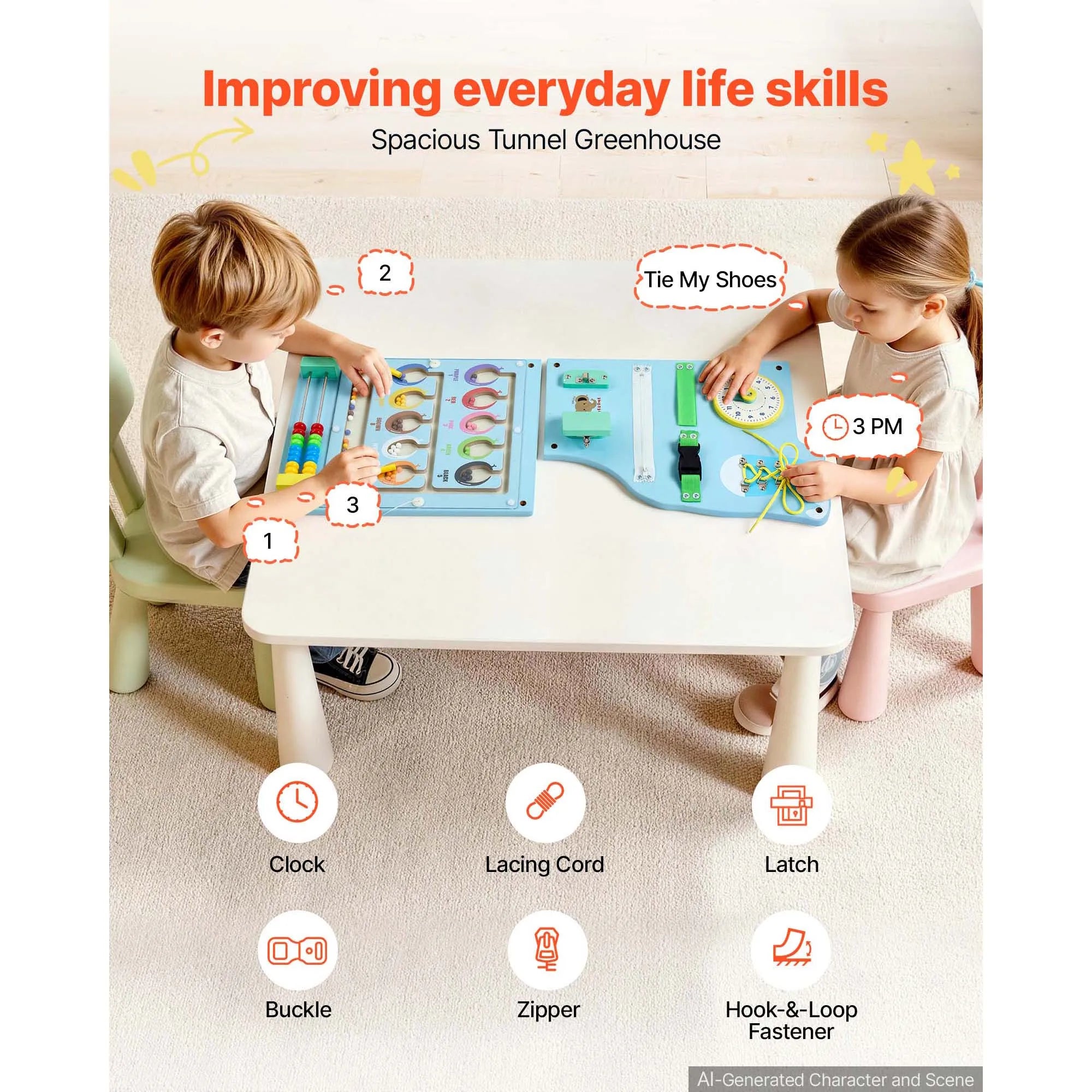 SucceBuy Kids Activity Wall Busy Board — Montessori Sensory Learning Panels