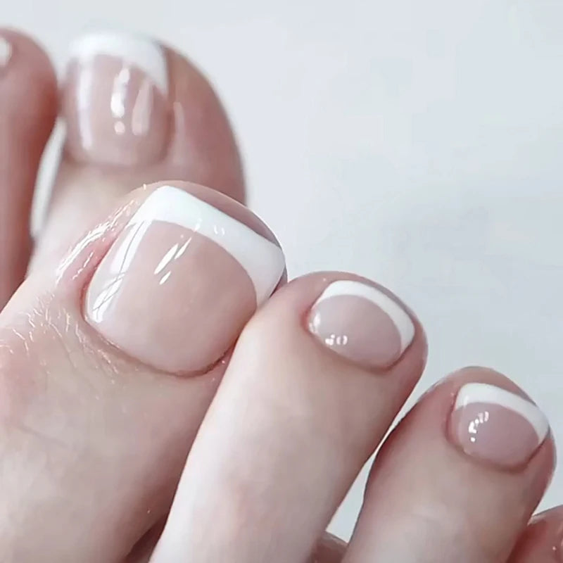YADORNOS Press On Toenails — French Style Artificial Foot Nail Tips