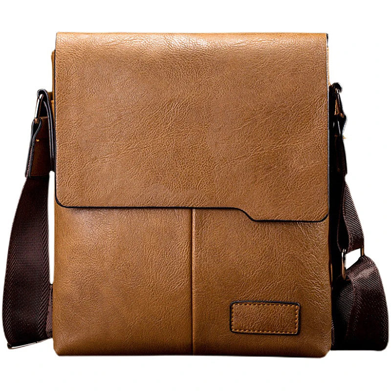 Men's PU Leather Messenger Bag — Vintage Business Crossbody Satchel
